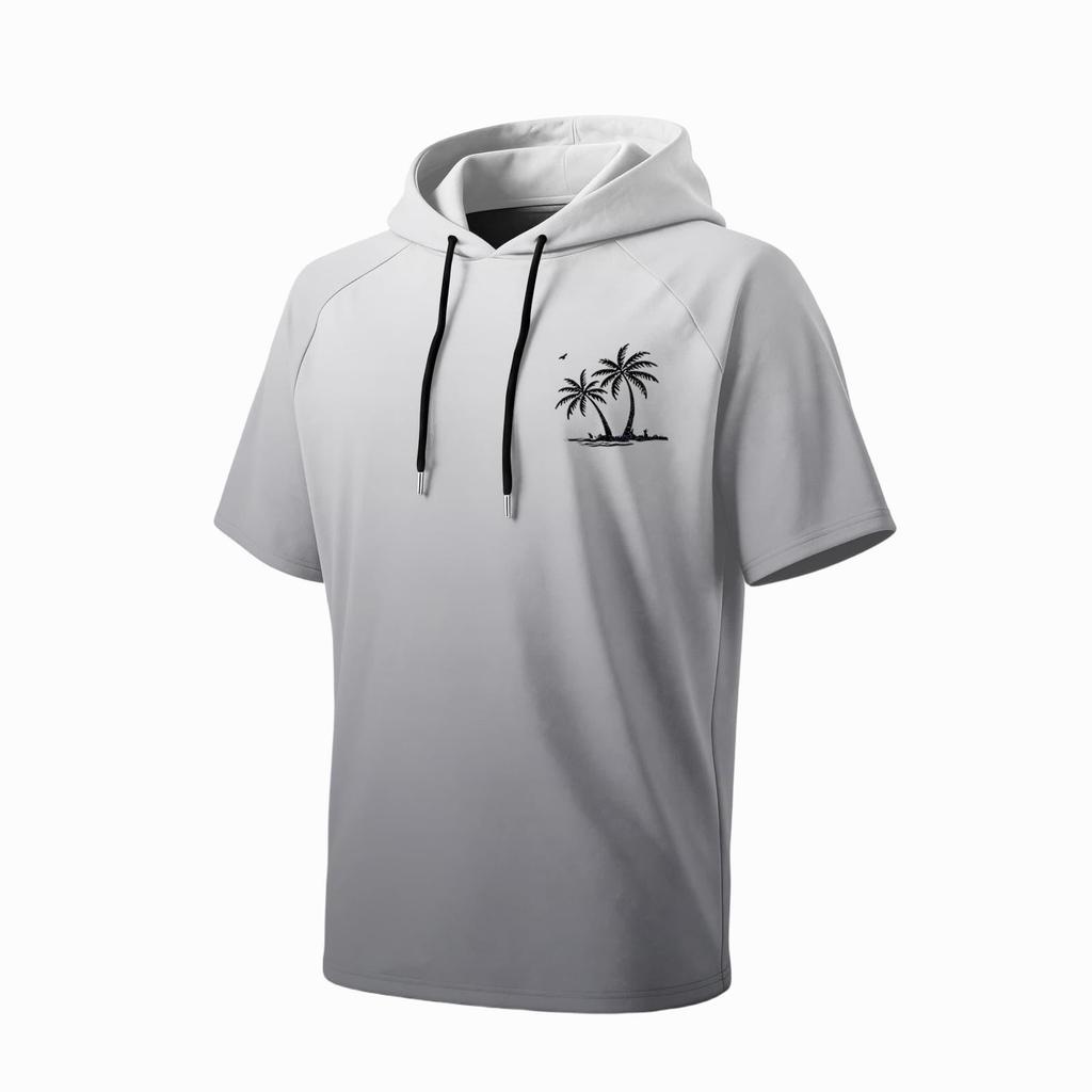Men's Summer Quick Dry Short Sleeve Hoodie UPF 50 Plus Sun Protection Lightweight Fishing Sports Hooded Shirt