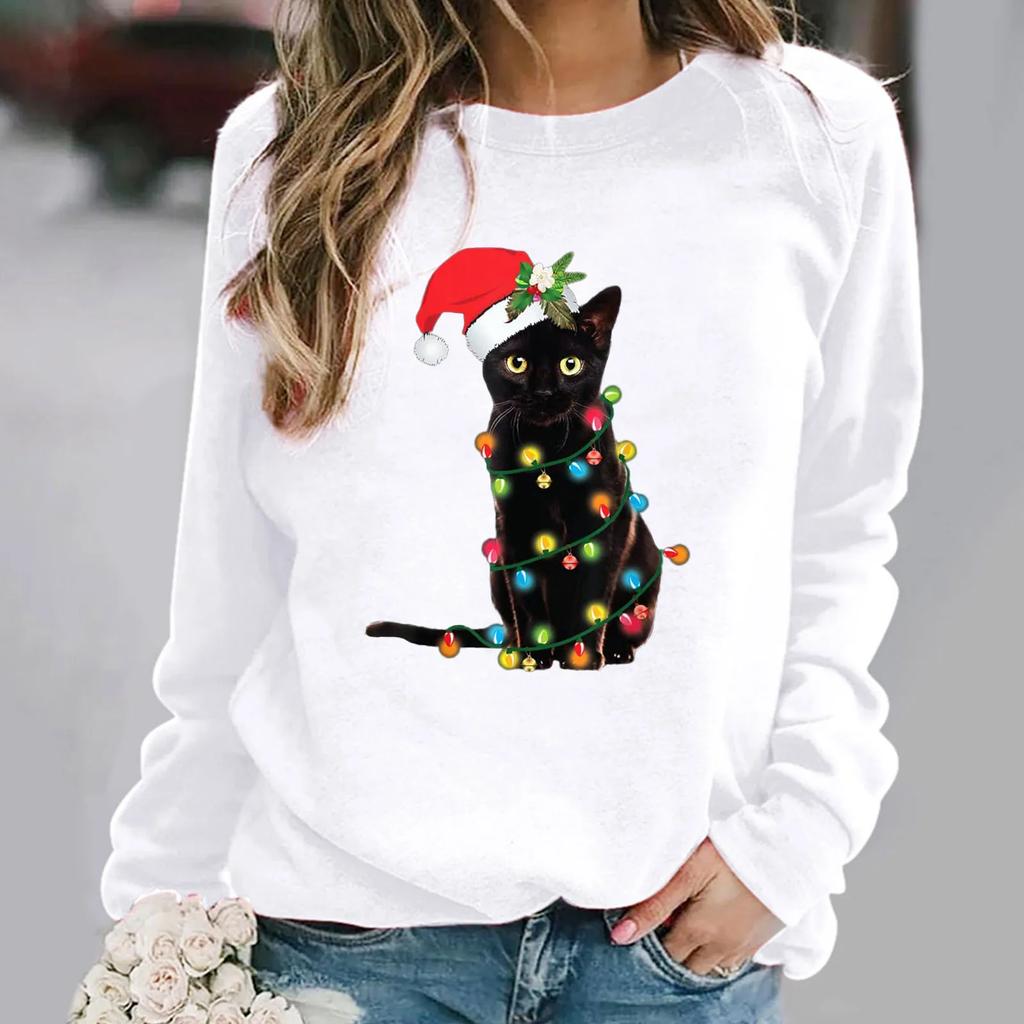 Amazon Ebay Wish Fast Selling Independent Station Christmas Printing Long Sleeve Round Neck Hoodie Without Hood Teamu