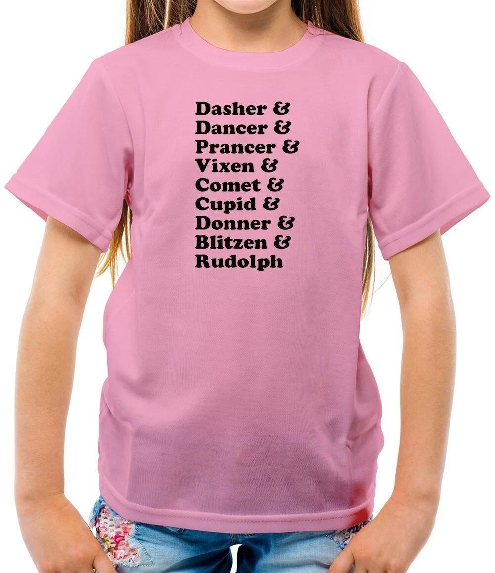 Dasher & Ballerina Christmas Reindeer List - T-Shirt - Rudolph Christmas Funny 140