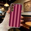 Burgundy White Stripe pattern Phone Case For Samsung Galaxy A71,A70,A52,A51,A40,A30 Transparent Cover