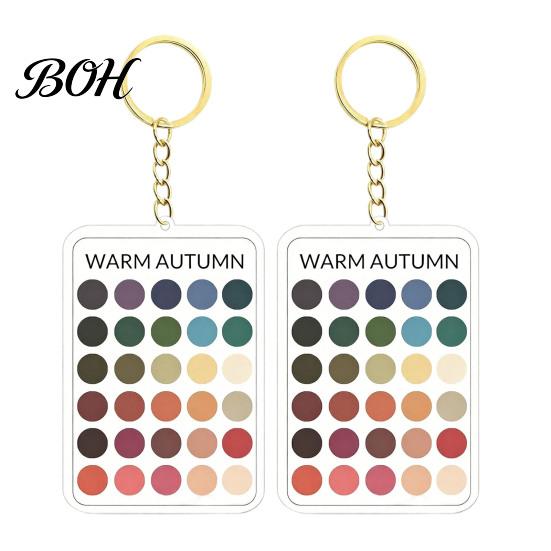 Makeup Color Guide 2Pcs Palette Keychain Pendant, Clear Acrylic Season Analysis Swatches Wardrobe Matcher Keychain, Card, Gifts for Fashion
