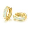 White Blue Opal Classic Small Round Circle Hoop Earrings For Women Vintage Wedding Engagement Jewelry Gifts Box