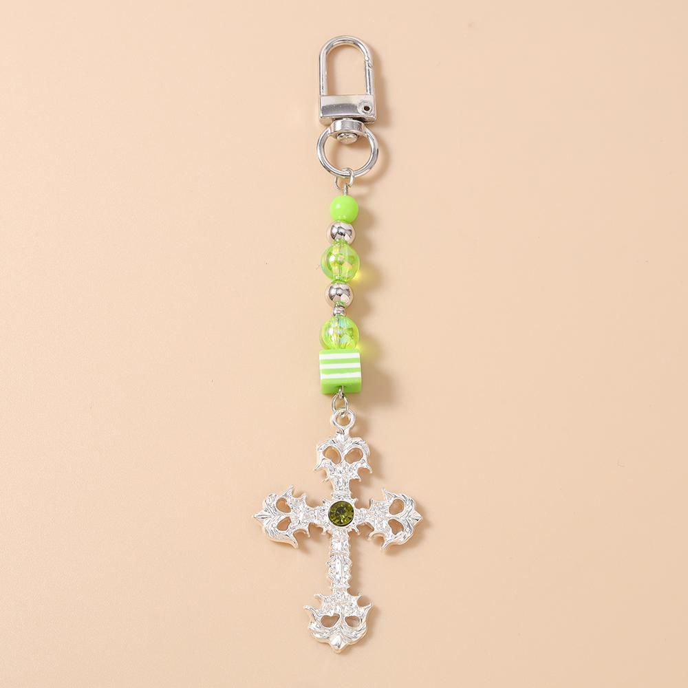 

Gothic Skull Cross Keychain Handmade Beaded Key Ring Pendant for Women Girls Handbag Decor DIY Key Chain Jewelry Gift