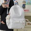 Schoolbag Korean Version Fashionable Versatile Plaid Backpack Women's Large Capacity Sweet Lace Student Schoolbag Casual Backpack