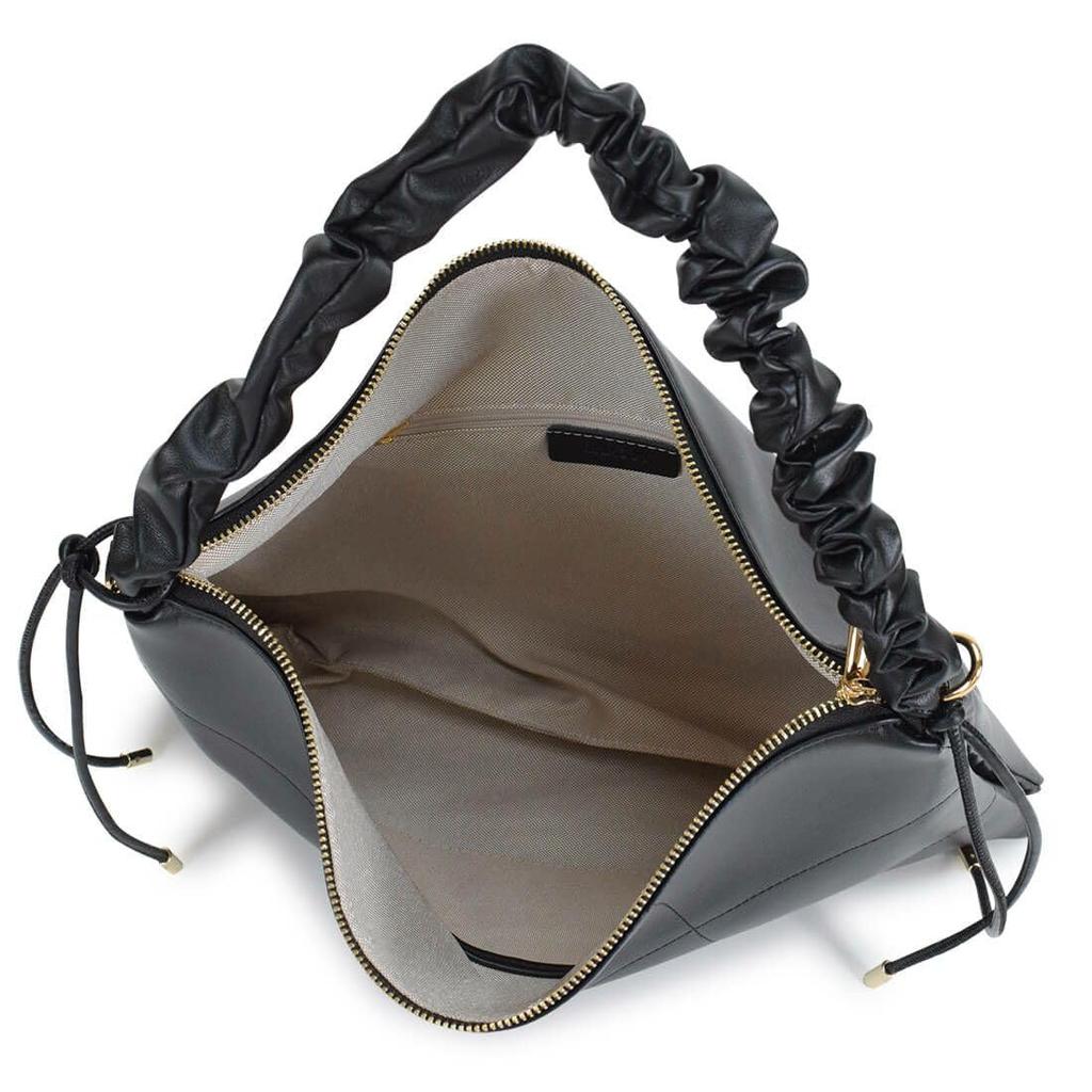 Barcos Stitch Design Leather Premium Cowhide Black Handbag, Women's, 2-Way, Handbag/Shoulder Bag, Leather, Square,