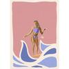 Abstrakte Meereslandschaft Strand Mann Mädchen Surfen Welle Surfbretter Auto Wandkunst Poster und Druck Leinwandmalerei Bilder Heimdekor