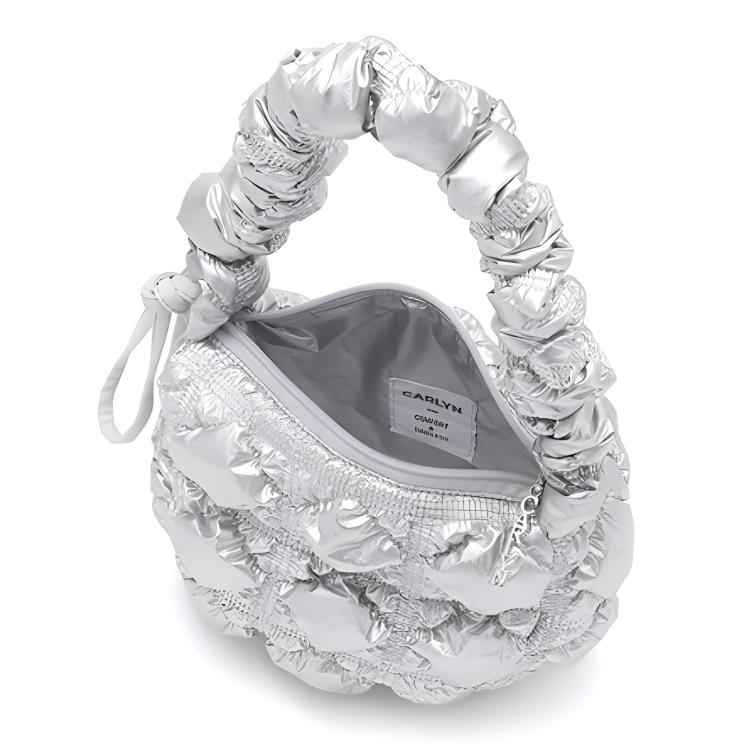 New CARLYN Nylon Cloud Bag One Shoulder Handbags Regular Women's Silver H73101010S