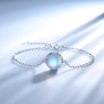 22 cm blå månestein armbånd tilpasset sjarm 925 sterling sølv armbånd