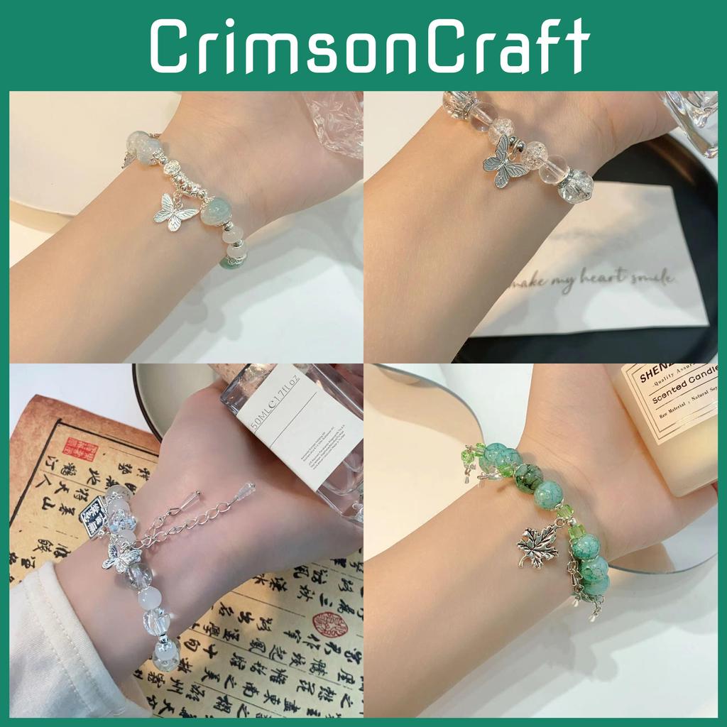 Elegant Blue Gradient Gemstone Butterfly Bracelet For Women Luxurious Summer Jewelry