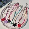 Fashion Sweet Heart Pendant Necklace Choker Neck Chain Elegant Clavicle Chain Gradient Crystal Beaded Necklace Jewelry