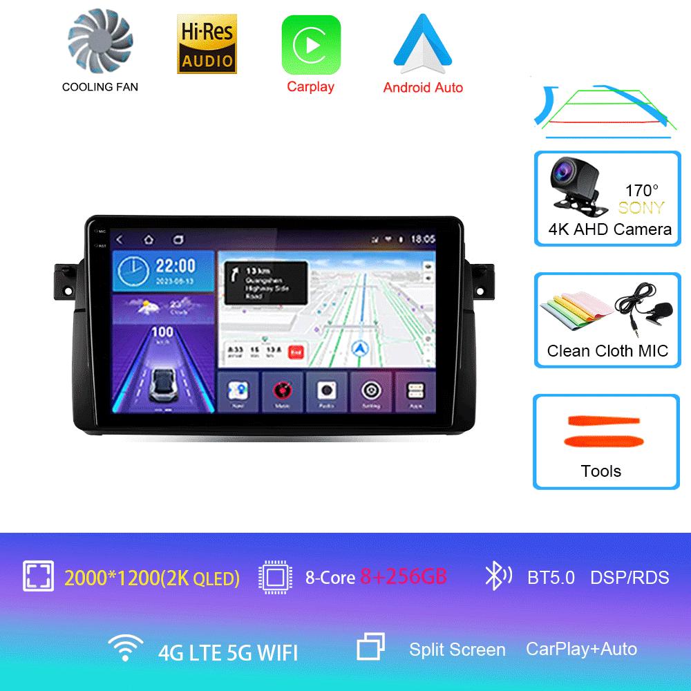 Car Radio Android 14 Carplay For BMW E46 M3 1998 1999 2000 2001 - 2006 Navigation GPS Multimedia Player Stereo wifi+4G BT 2 DIN