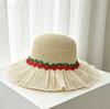 Summer Lace Edge Straw Hat, New Fashionable Large Brim Sun Hat, Travel Sun Protection Beach Hat, Women's Dome Basin Hat