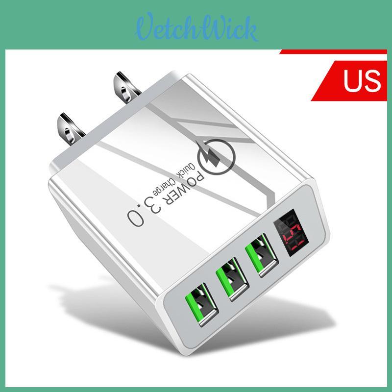 3usb Digital Display Fast Charger 5v3a Multi-function Adapter Travel Charger