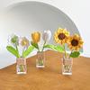 Refillable Car Air Freshener with Handcrafted Crochet Sunflower Tulip Flower Long-lasting Aroma Mood Enhancement Car Ornaments