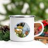 Snowman Printed Mug Enamel Coffee Milk Juice Cup white Handle Wine Beer Mugs Banquet Table Decorations Winter Christmas Eve Gift