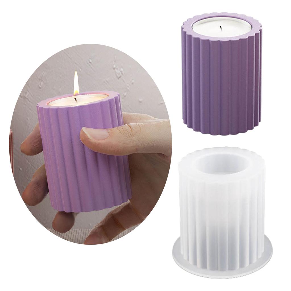 Striped Cylinder Candle Holder Molds for Making Tealight Holder Candle Holder Candlestick Home Decorations DIY Art Craft