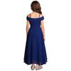 Girls Elegant Chiffon Party Dress Off the Shoulder Spaghetti Strap Adjustable A-Line Floor Length Gown