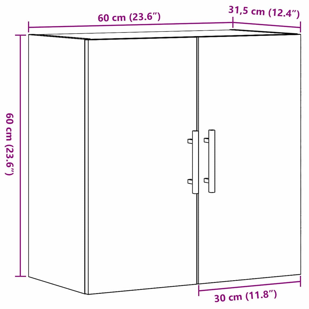 Wall Mounted Cabinet Reclaimed Wood Look 60 X 31.5 X 60 Cm Particleboard