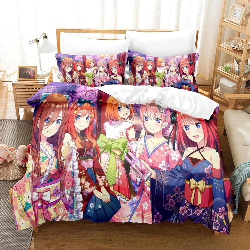 Anime Kawai Young Girls The Quintesential Quintuplets Beding Set Carton Anime thre-piece set Adult People Kid Bedrom Duvet cover Sets