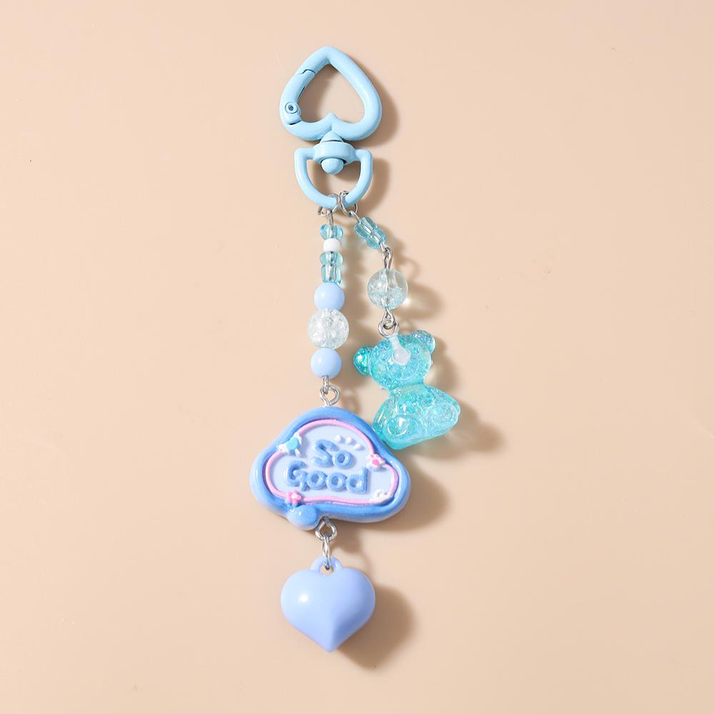 Cute Resin Star Love Heart Key Chain Women Girls 3D Bear Key Ring Pendants for Handbag Charms DIY Kid's Jewelry Gift