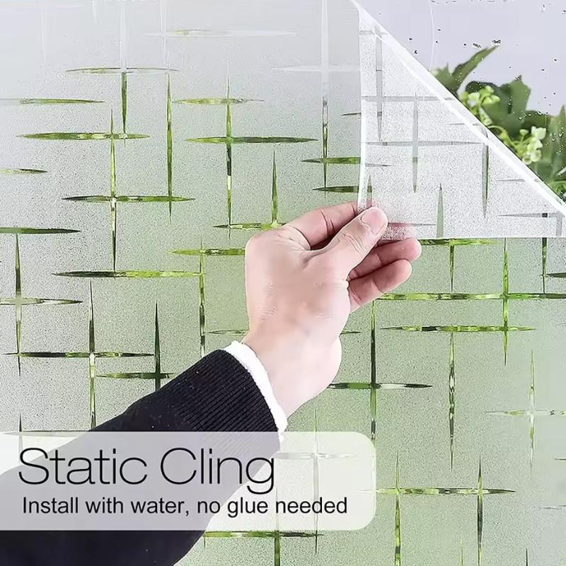 Cross Pattern Privacy Frosted PVC Glass Window Sticker UV Proof Decorative Sticker for Home or Office белый