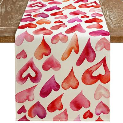 Love Heart Valentýnský stolní běhoun, palec Sezónní výročí Jídelní stůl Kuchyňská dekorace pro vnitřní domácí párty
