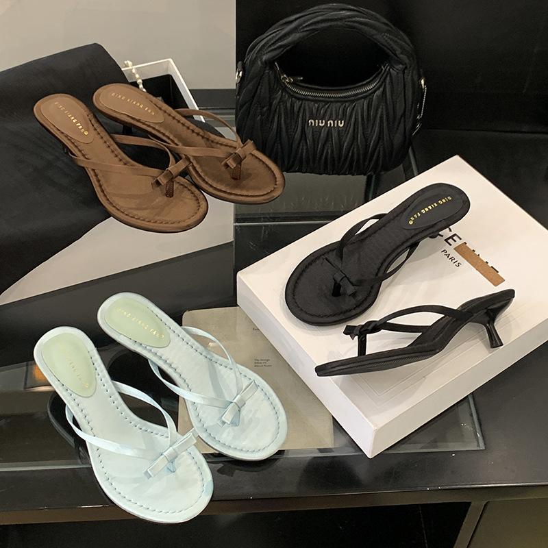 Fashion Low Shoes Rome Fabric Hoof Heels PU Silk Shoes Low Silk Hoof Heels Rome Fabric