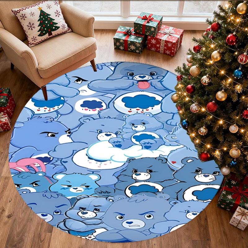 Care Bears Pattern Round Rug, Indoor/Outdoor Mat, for Picnic, Gameroom, Bedroom, Office, Living Room, Home Decor Carpet, Birthday Gift