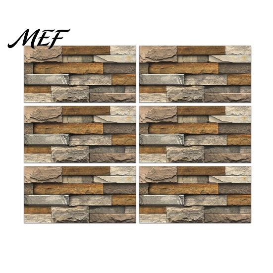 Oil-proof Bathroom Wall Decor 6Pcs Vintage Faux Stone Self?Adhesive Tiles, Waterproof Oil?Proof Backsplash Decorative PVC Film for Kitchen