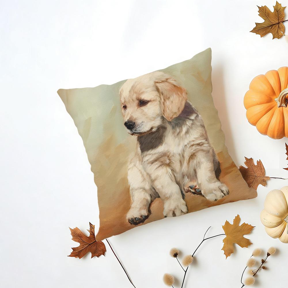 LLabrador Retriever Cushion Cover Washable Linen Pillowcase Soft  for Daily Sofa Bed Home Room Decor