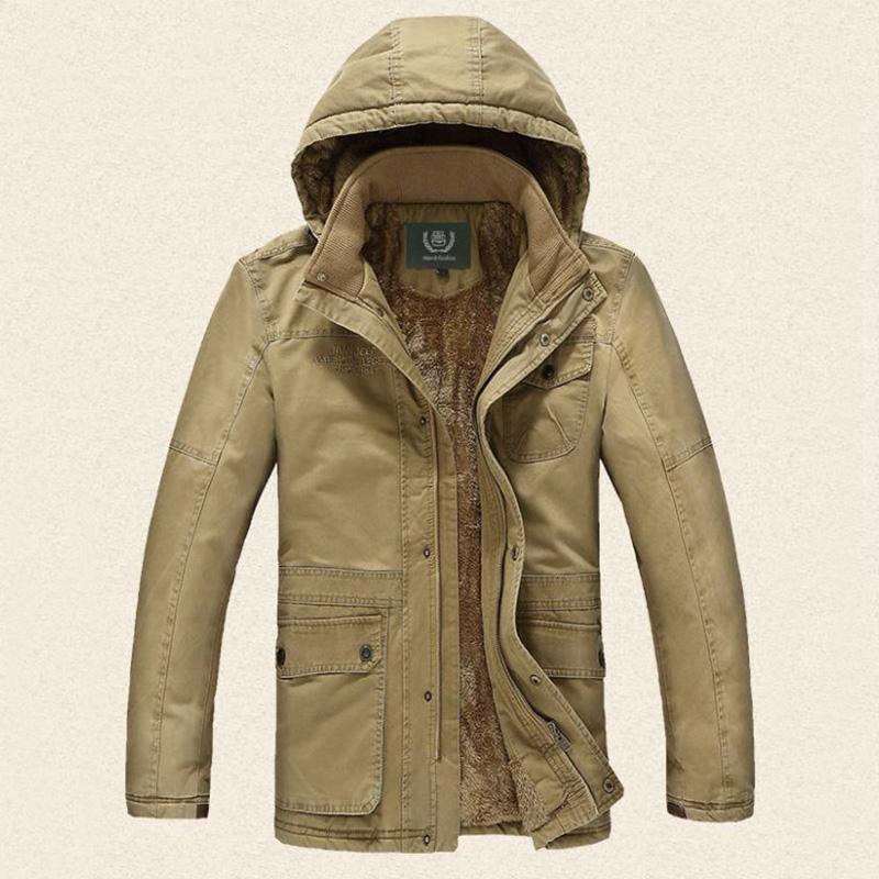 

Мужская тонкая куртка, зимняя куртка с капюшоном, плюс флисовое утепленное пальто, однотонная верхняя одежда, повседневная парка 2XL хаки