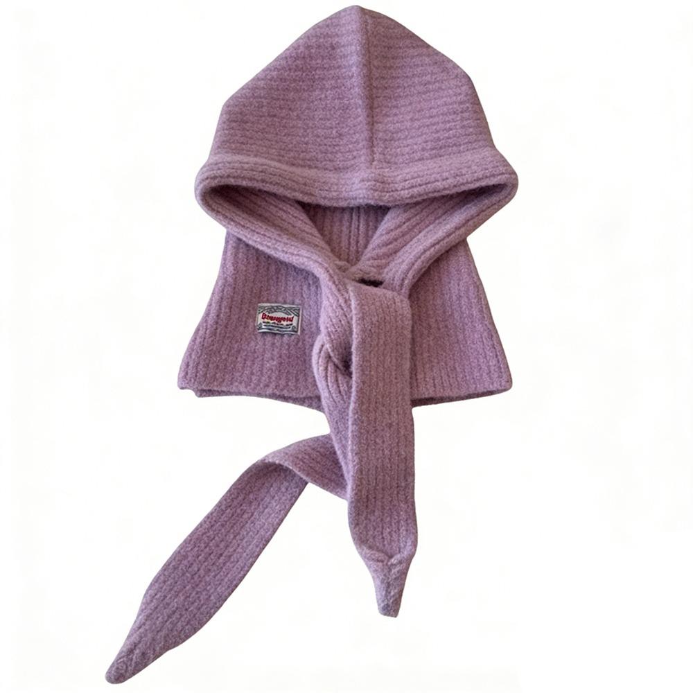 Woolen Material Woolen Knitted Balaclava Ear Protection Neck Protection Knitted Beanie Hat 2 In 1 Design