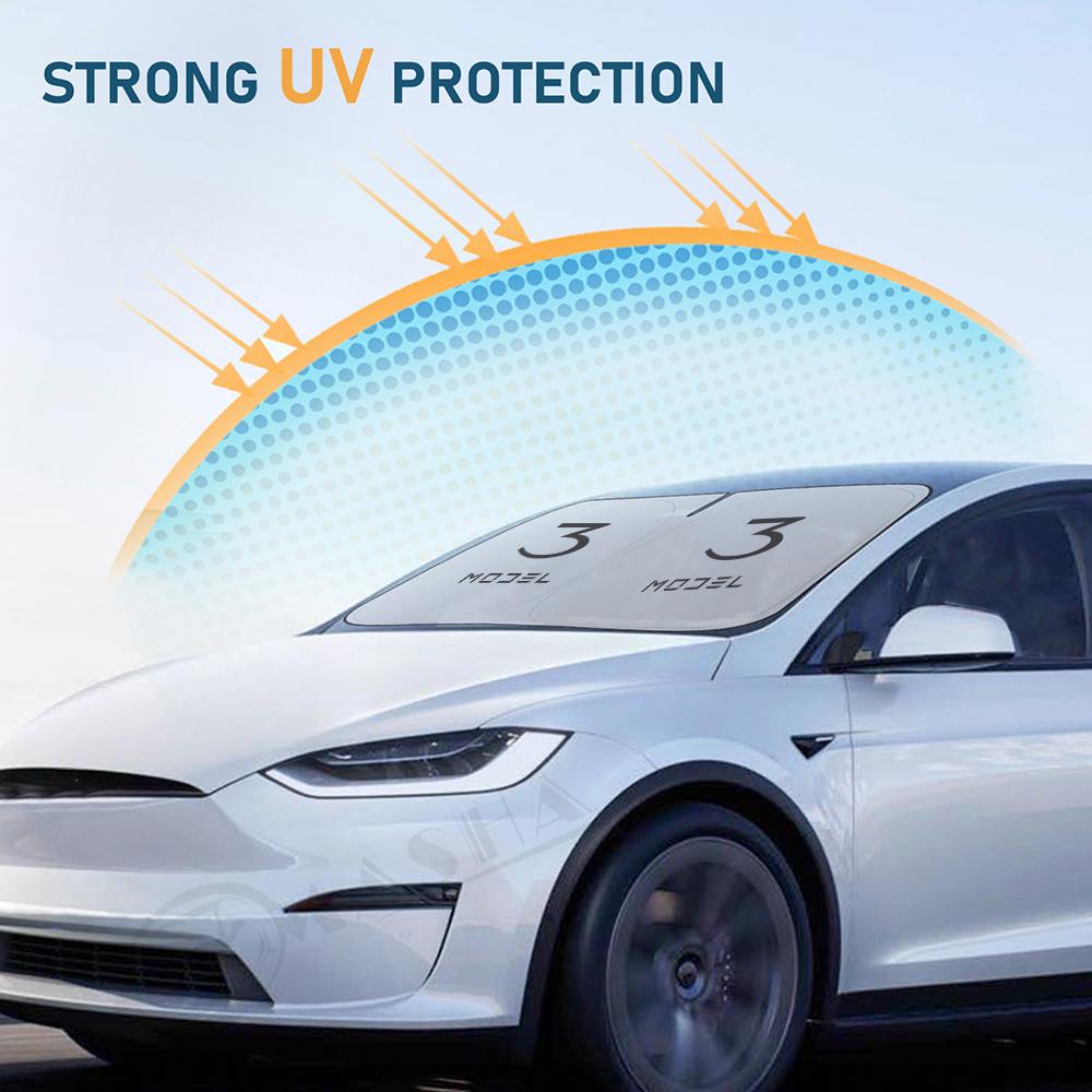 AEQTV1 For Tesla Model Y 3 2016-2022 2023 2024 Car Sun Shade Front Window Shade Cover Visor Windshield Sunshade Model 3 Y Accessories