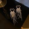 Silver Needle Diamond Water Drop Tassel Earrings - Elegant Court Style, Versatile & Luxurious Design.