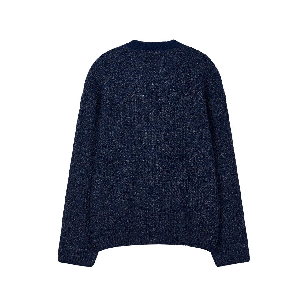 Double Eight Hairy Knit Cardigan (Navy)