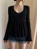 Elegant Lace Patchwork Bell Sleeve Top - Retro Ruffle Doll Shirt
