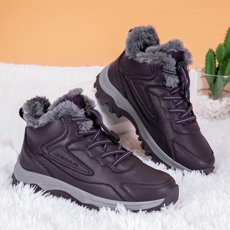 Men's Winter High-Top Leather Walking Shoes - Insulated and Warm for Outdoor Use