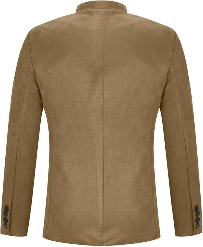 Formal Stylish Soft New Men Blazer Suede Brown Handmade Genuine Leather Lambskin