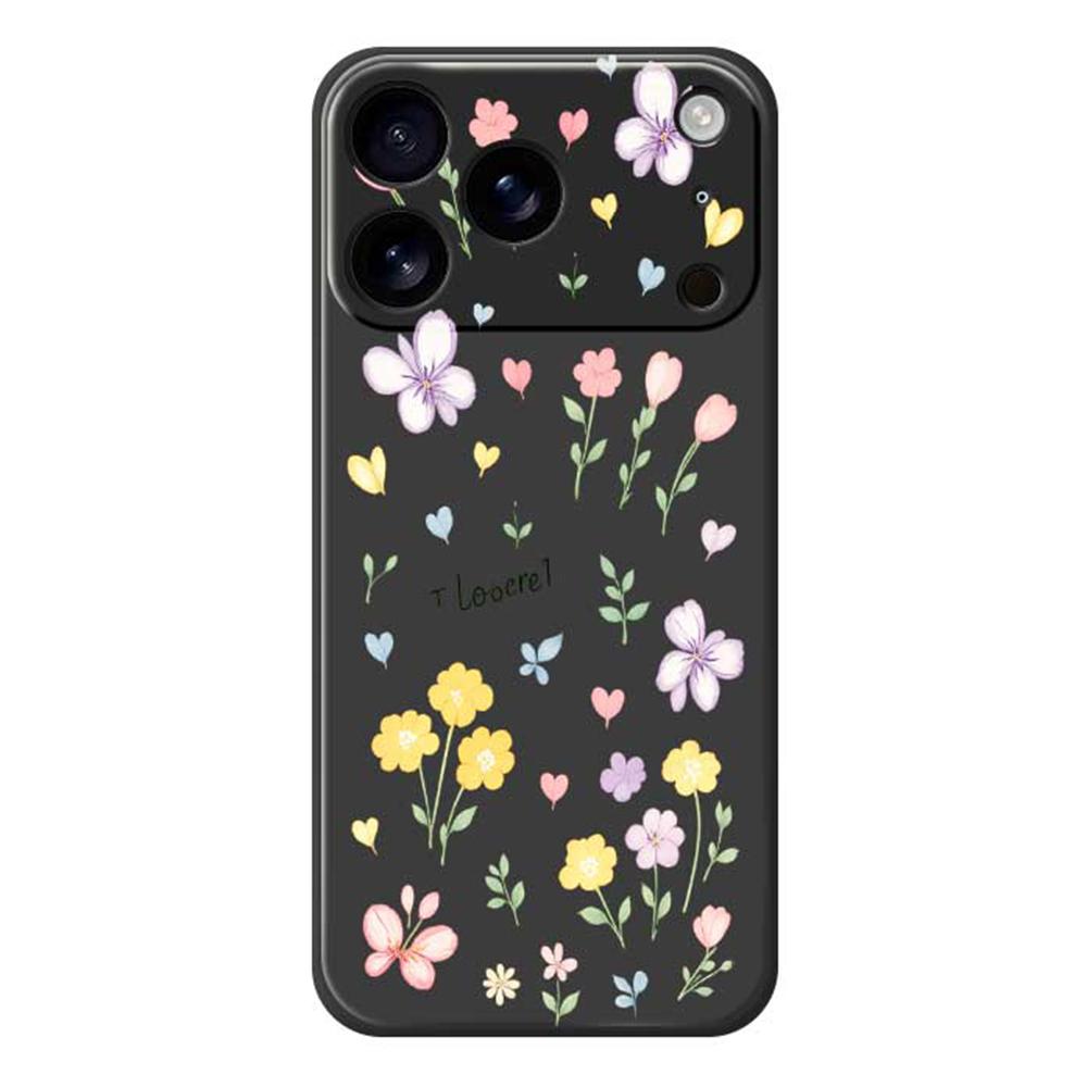 For iPhone 17 Pro Max Case Small Flowers Pattern Printing Straight Edge TPU Phone Back Cover
