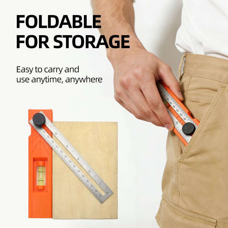 Foldable Multi-Angle Woodworking Lock Hole Positioning and Depth Marking Ruler