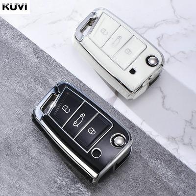 HOT TPU Car Flip Key Case Cover Fob for VW Volkswagen Golf 7 MK7 Tiguan MK2 for SEAT Ateca Leon FR 2 Ibiza for Skoda Octavia A7