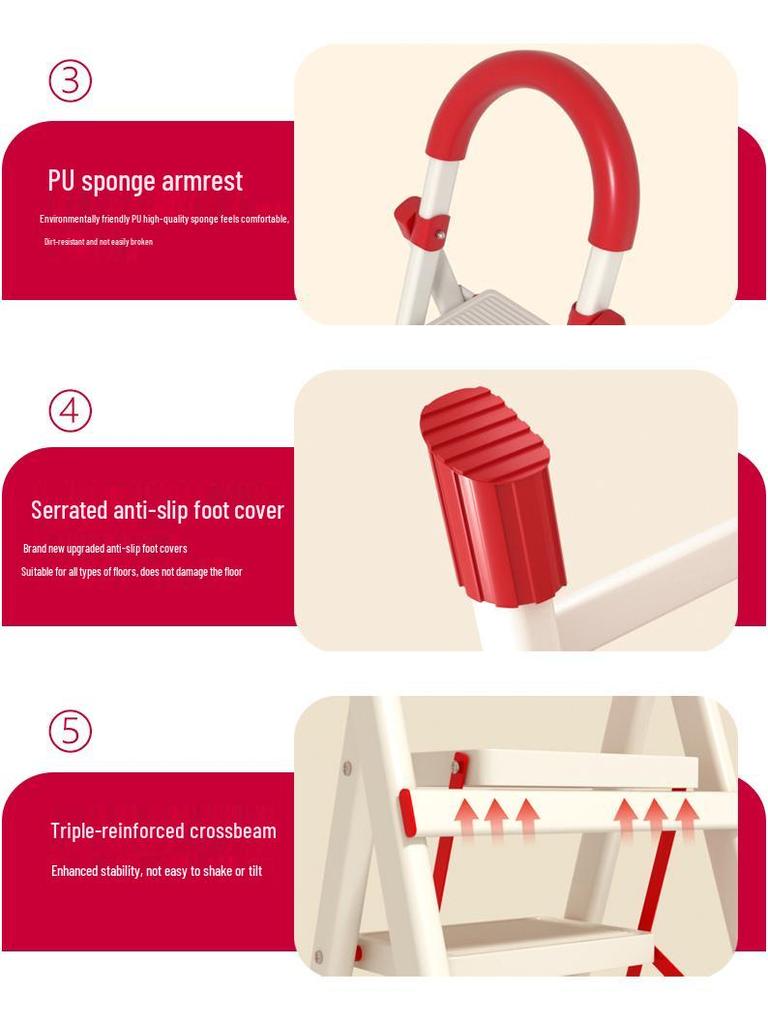 Compact Lightweight Telescopic Household A-Frame Ladder: Thickened, Widened, and Portable for Indoor Climbing