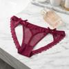 Low Waist Mesh Bow Briefs Women Transparent Romantic T Panties Fashion Sheer Lace Mesh Thong  Women
