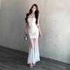 White Lace Suspender Dress Women's Summer Mesh Stitching Hip Skirt Tight Spice Girl Sexy Fishtail Dress