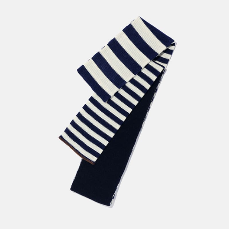 Karactor Striped Knit Muffler / Navy Ivory