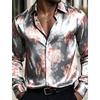 Men's Floral Pattern Rose Shirt, Long Sleeved Retro Vacation Daily Wear, Summer and Spring 3D Printed Shirt