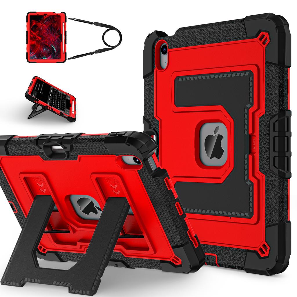 Tablet Case for iPad Air 11 (2025)/(2024)/iPad Air (2022)/(2020) Anti Drop PC + Silicone Cover with Kickstand Strap