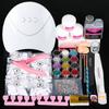 PHOENIXY Acrylic Nail Kit with Nail Lamp Acrylic Nail Art Tips Powder Liquid Brush Glitter Clipper File Set Kit Nail Art Tool Set
