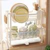 1pc Drain Rack Kitchen Dish Rack Sink Side Dishware and Tableware Storage Rack Modern Countertop Narrow Storage Rack Installation-free Rack