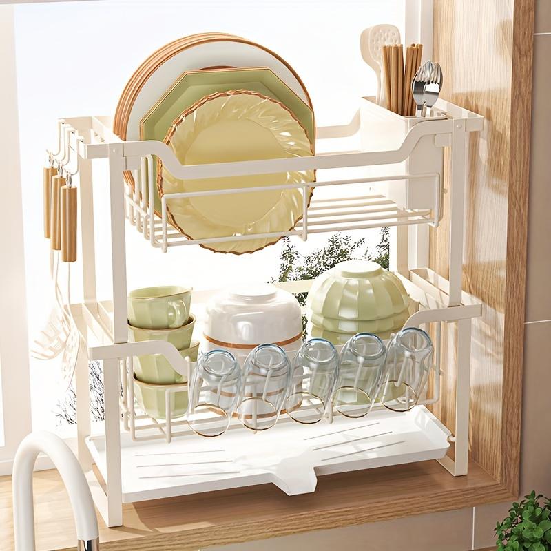 1pc Drain Rack Kitchen Dish Rack Sink Side Dishware and Tableware Storage Rack Modern Countertop Narrow Storage Rack Installation-free Rack